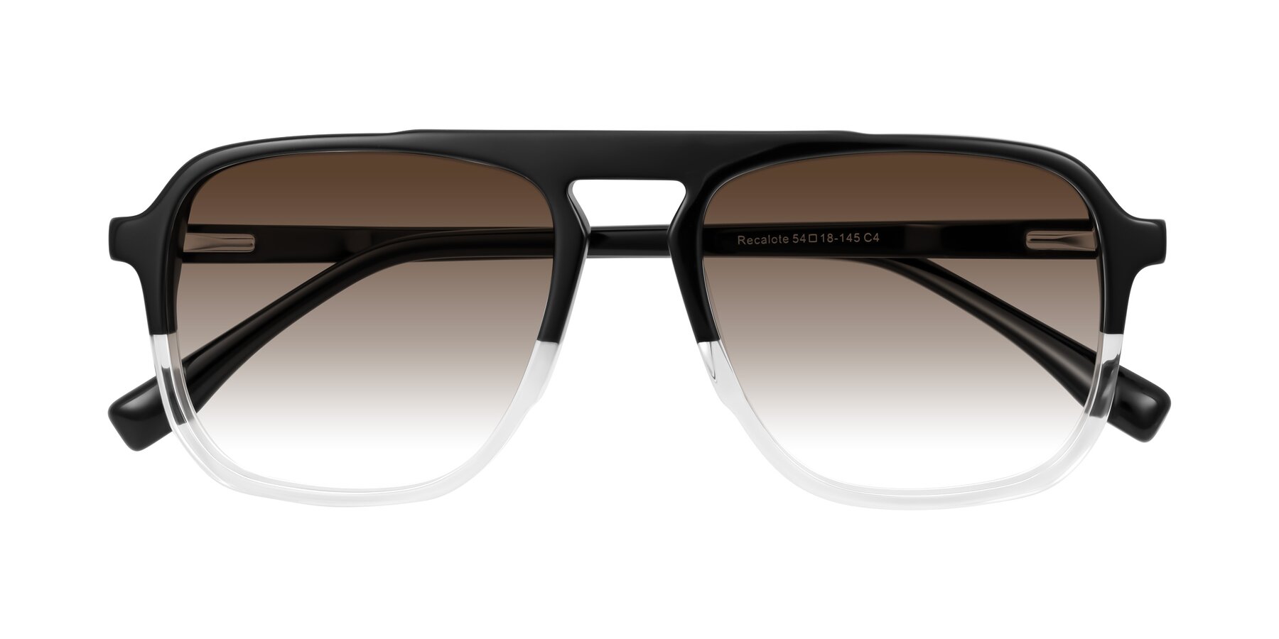 Folded Front of Recalote in Black/Clear with Brown Gradient Lenses
