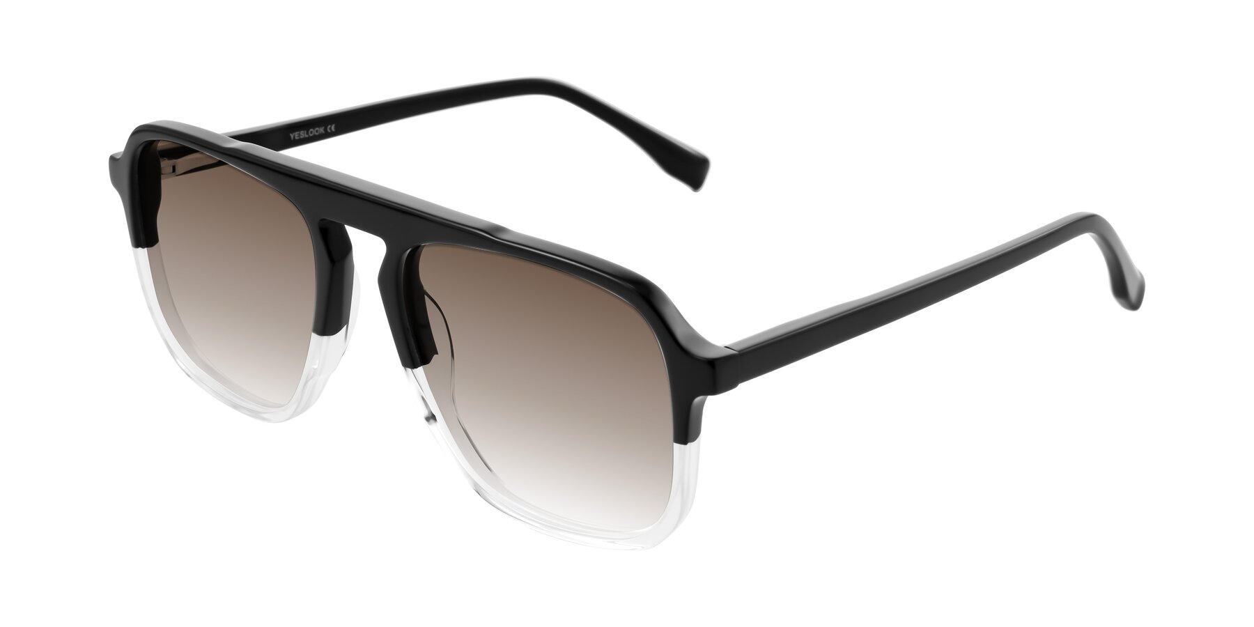 Angle of Recalote in Black/Clear with Brown Gradient Lenses