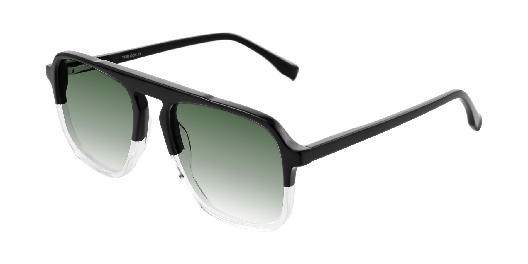 Angle of Recalote in Black/Clear with Green Gradient Lenses