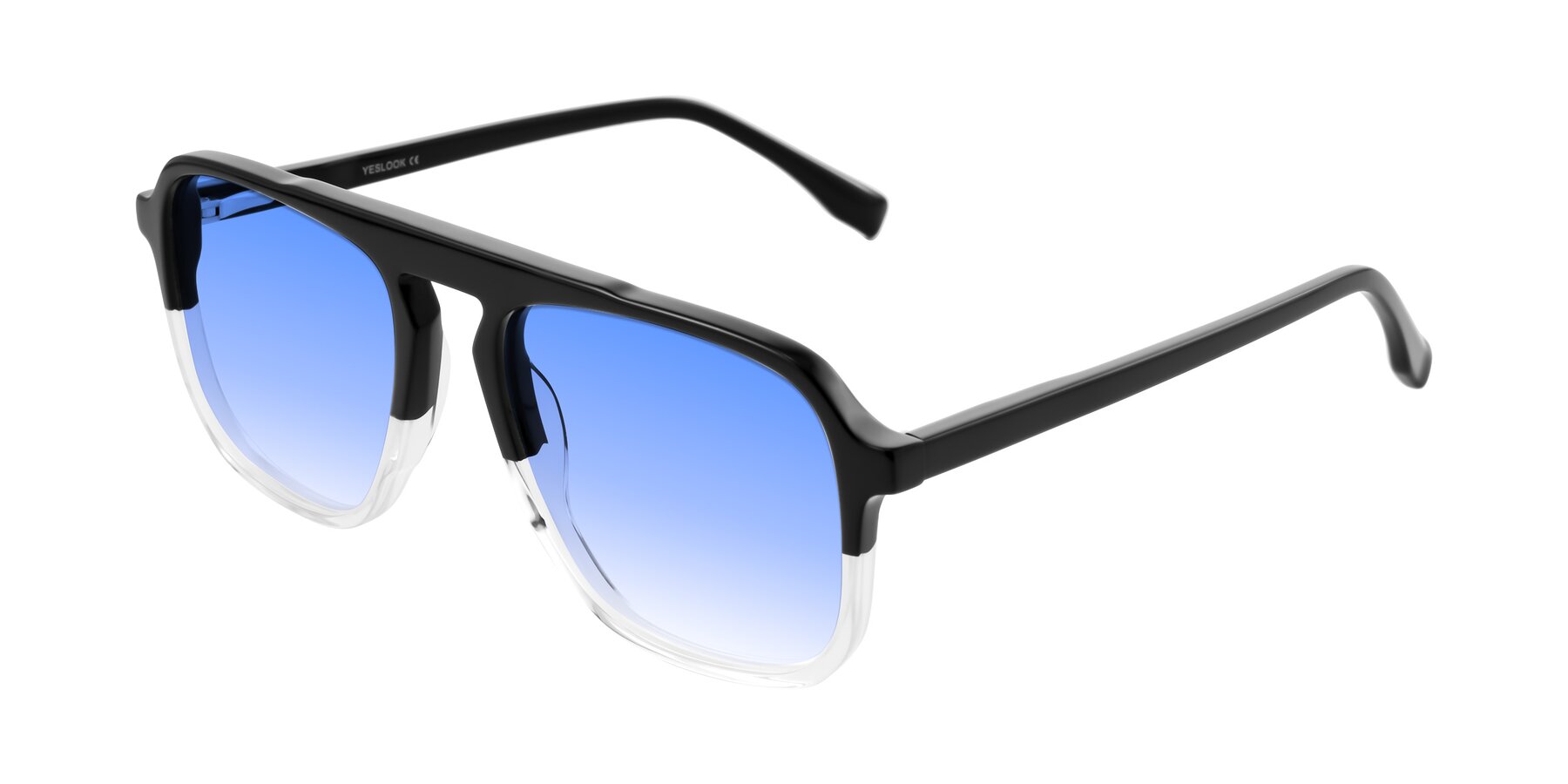 Angle of Recalote in Black/Clear with Blue Gradient Lenses