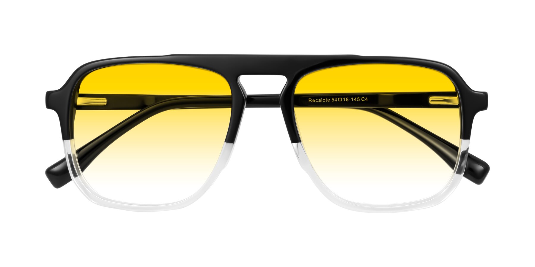 Folded Front of Recalote in Black/Clear with Yellow Gradient Lenses