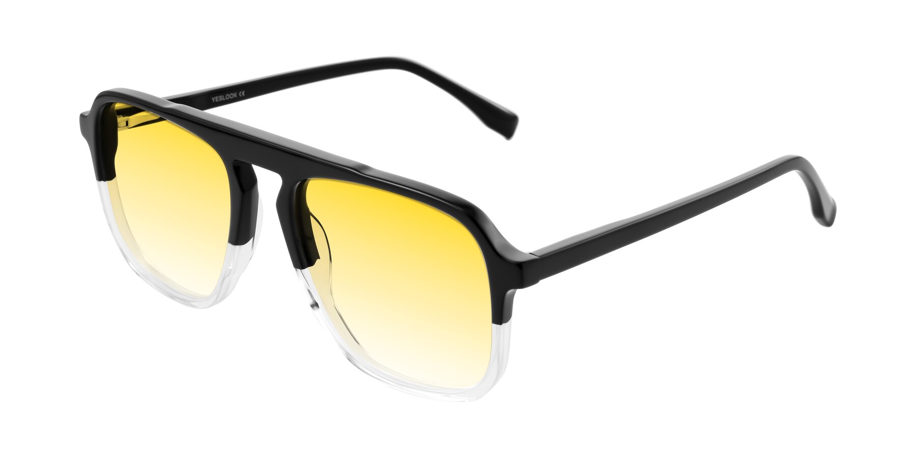 Angle of Recalote in Black/Clear with Yellow Gradient Lenses