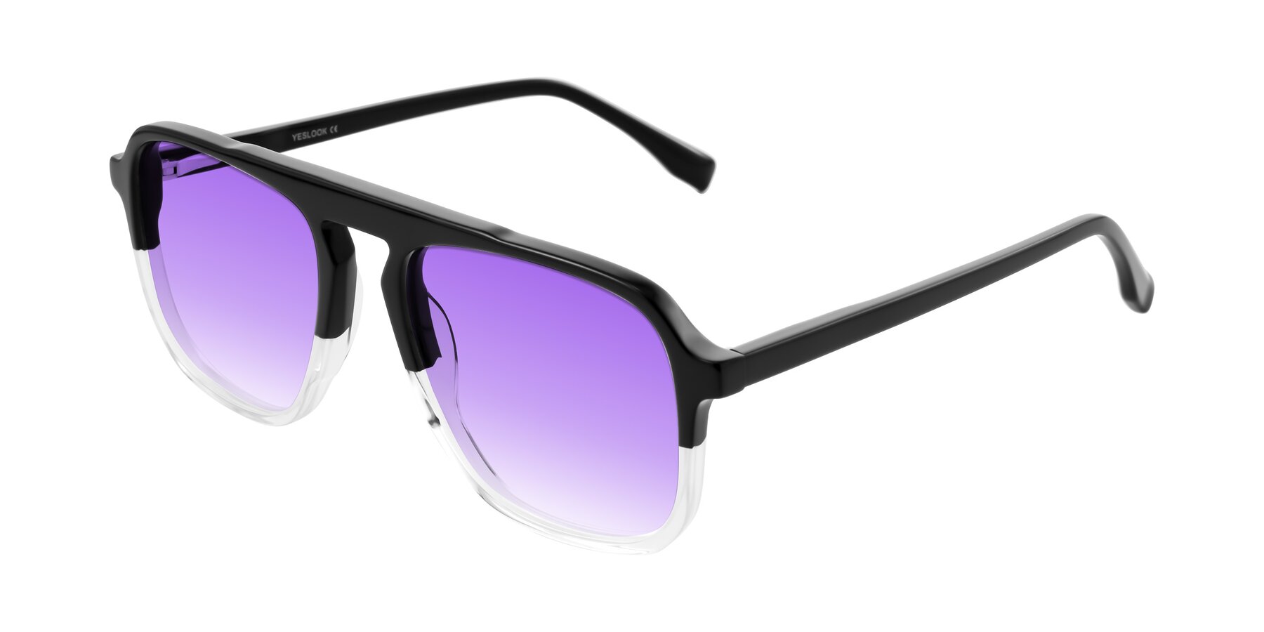 Angle of Recalote in Black/Clear with Purple Gradient Lenses