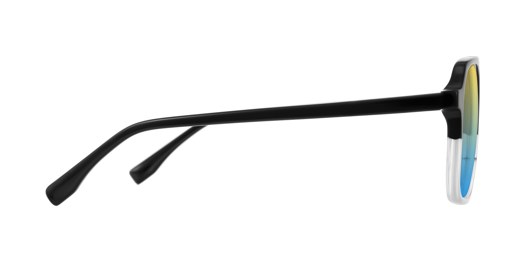 Side of Recalote in Black/Clear with Yellow / Blue Gradient Lenses