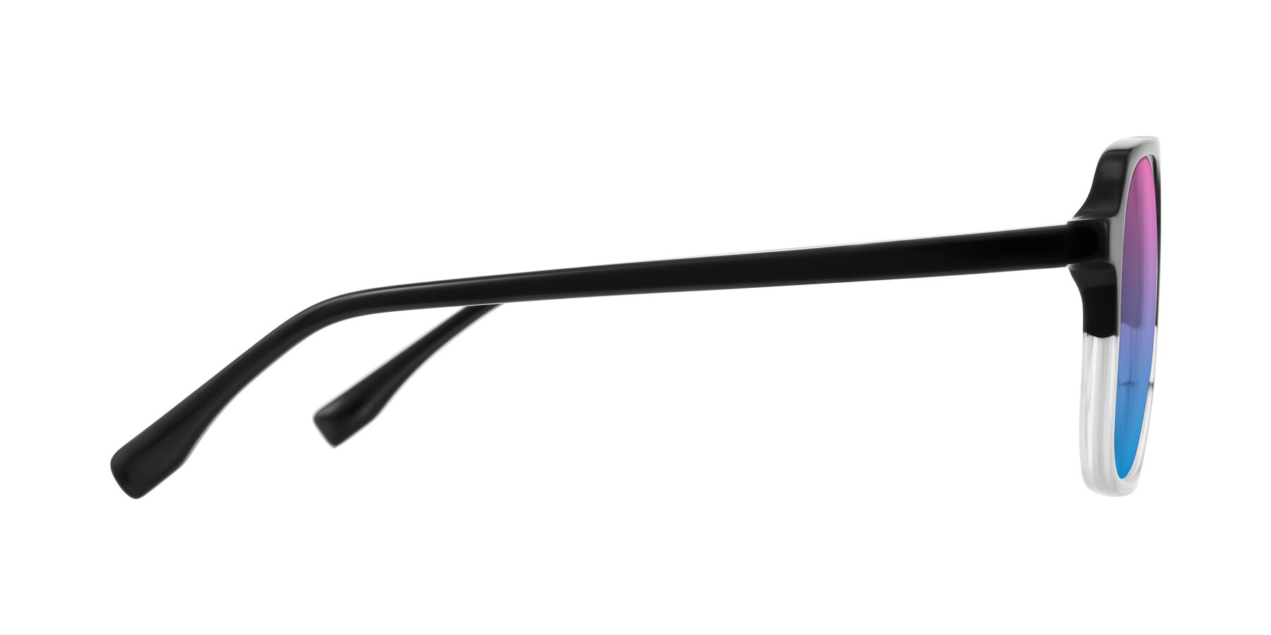 Side of Recalote in Black/Clear with Pink / Blue Gradient Lenses
