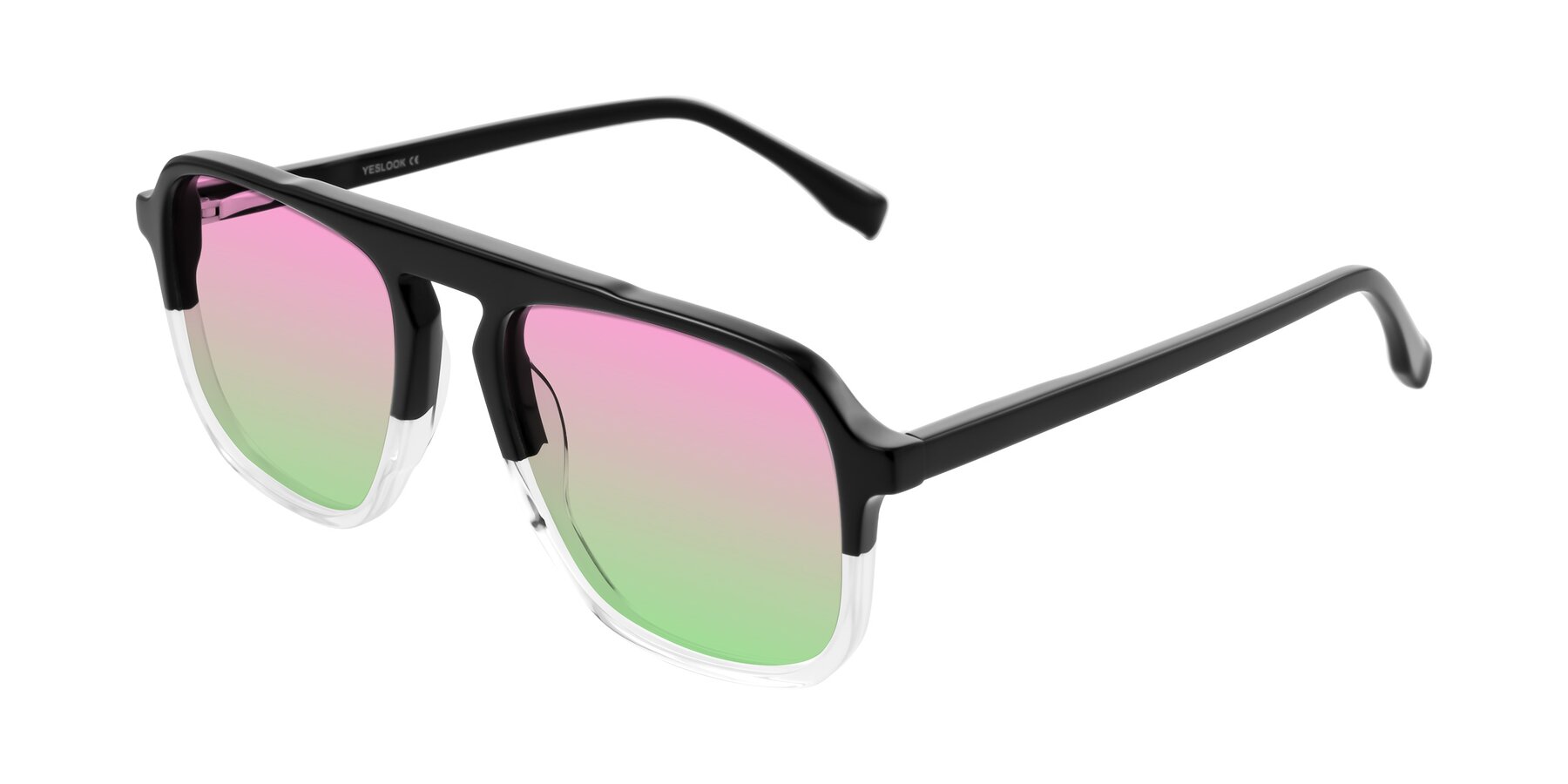 Angle of Recalote in Black/Clear with Pink / Green Gradient Lenses