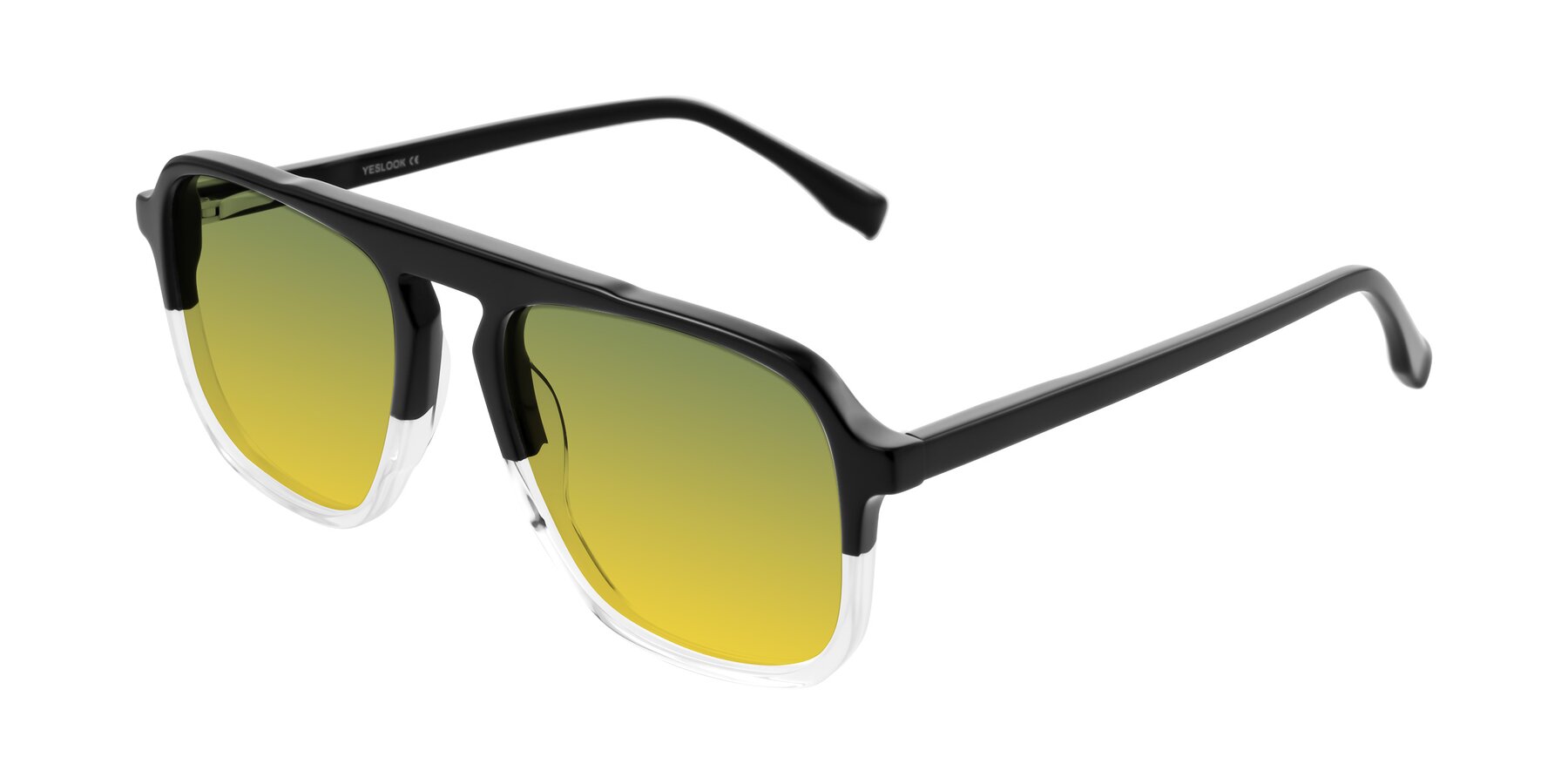 Angle of Recalote in Black/Clear with Green / Yellow Gradient Lenses