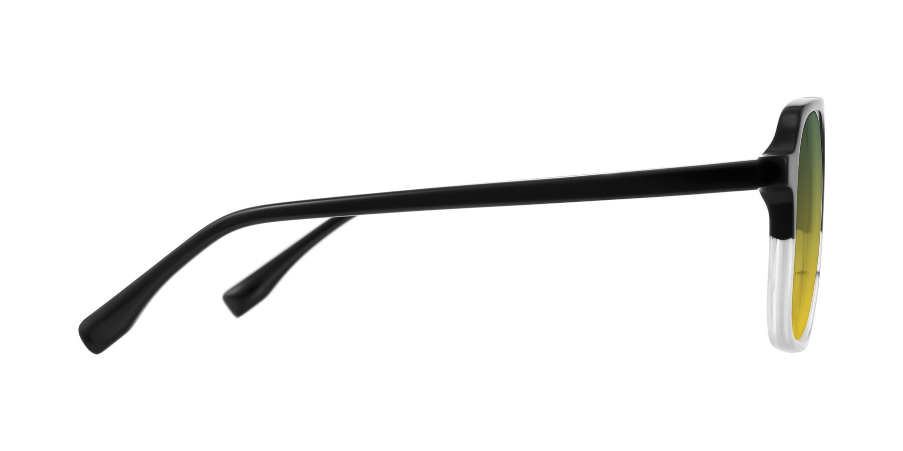 Side of Recalote in Black/Clear with Green / Yellow Gradient Lenses