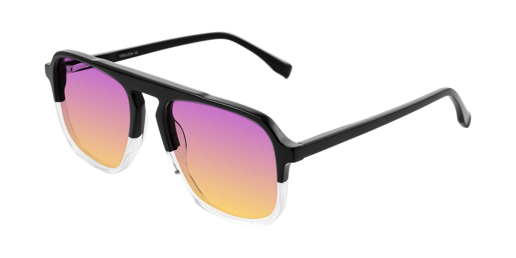 Angle of Recalote in Black/Clear with Purple / Yellow Gradient Lenses