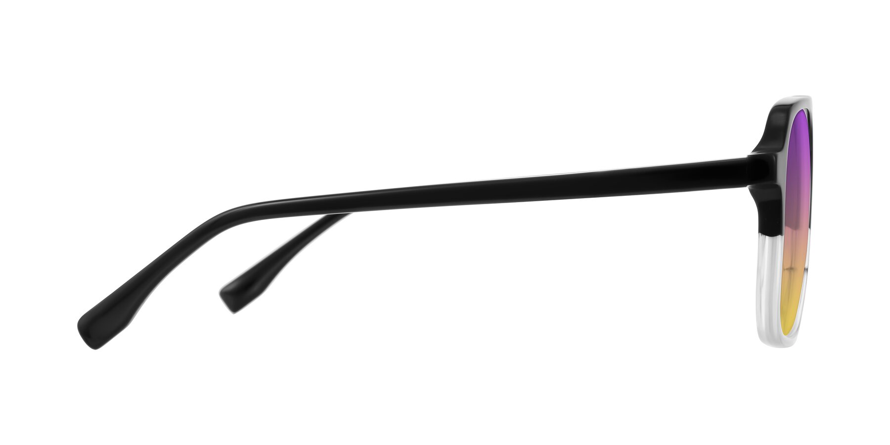 Side of Recalote in Black/Clear with Purple / Yellow Gradient Lenses