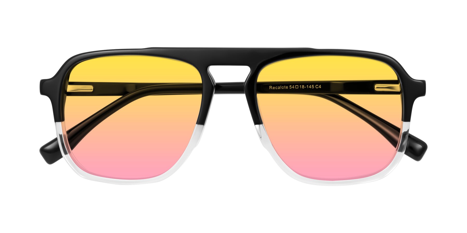 Folded Front of Recalote in Black/Clear with Yellow / Pink Gradient Lenses