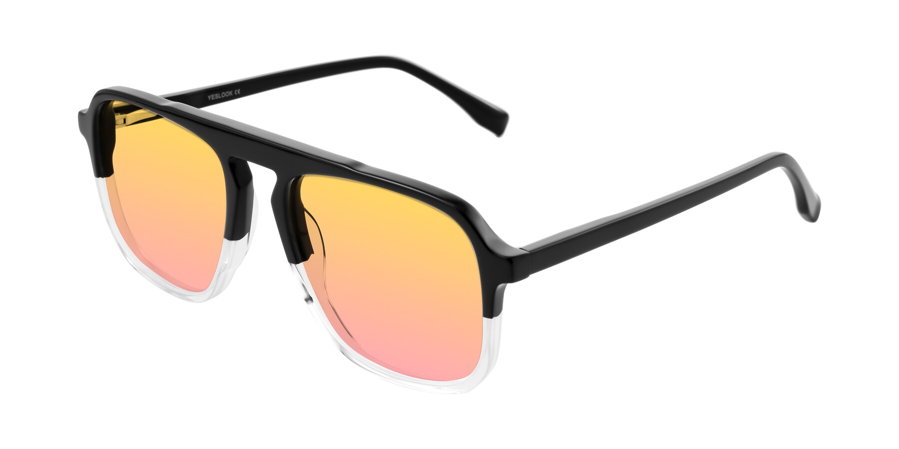 Angle of Recalote in Black/Clear with Yellow / Pink Gradient Lenses