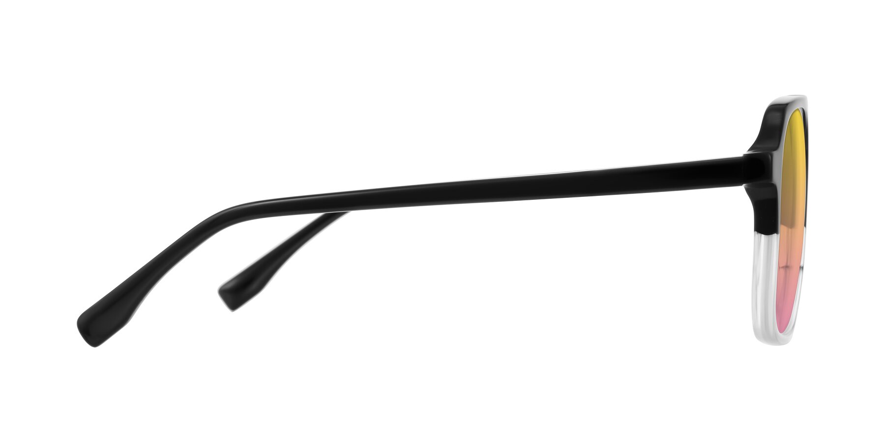 Side of Recalote in Black/Clear with Yellow / Pink Gradient Lenses
