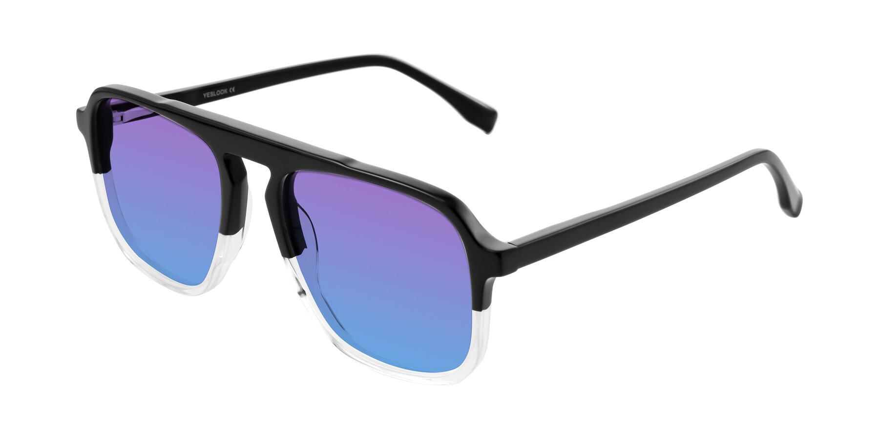 Angle of Recalote in Black/Clear with Purple / Blue Gradient Lenses