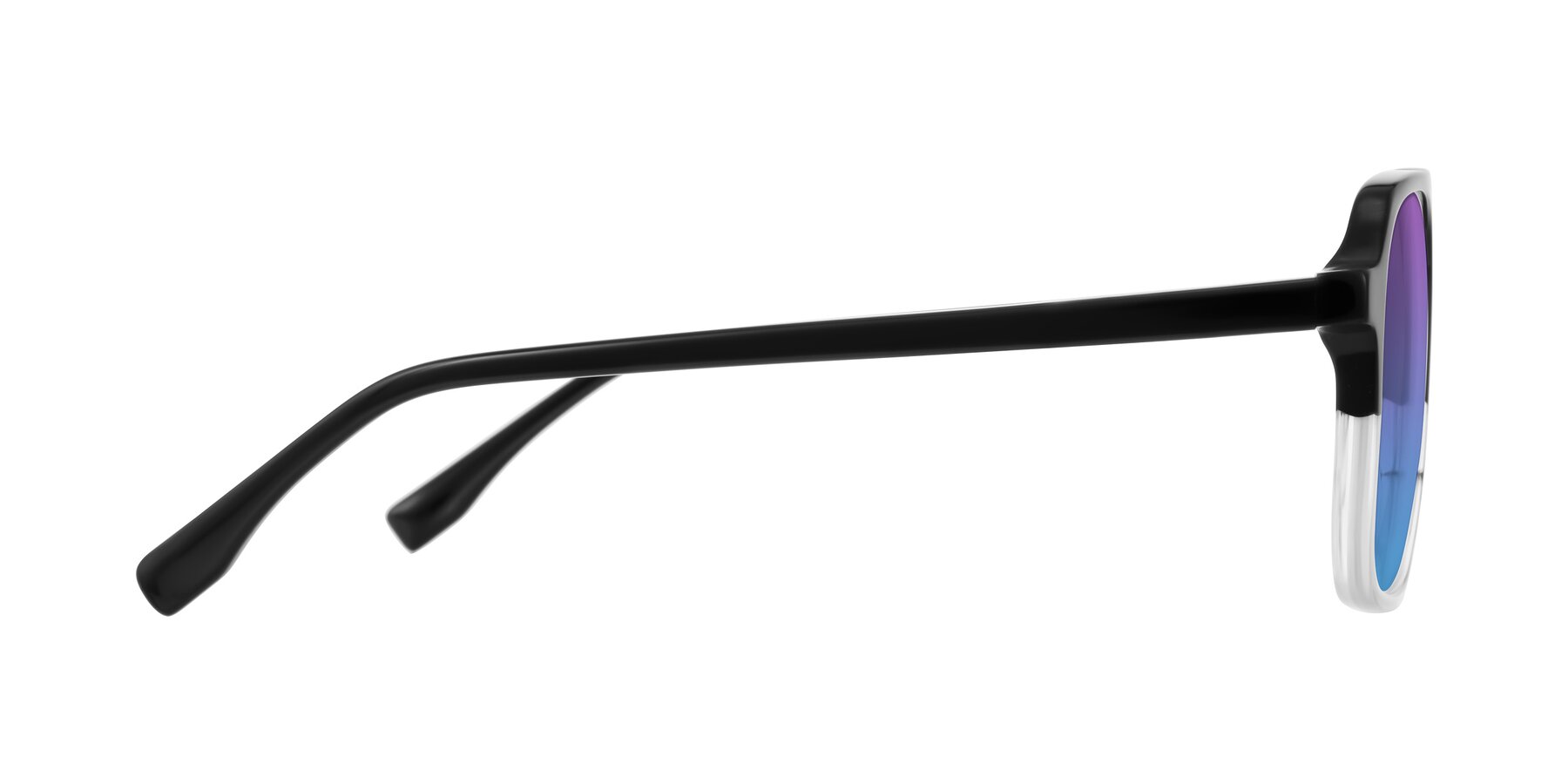 Side of Recalote in Black/Clear with Purple / Blue Gradient Lenses