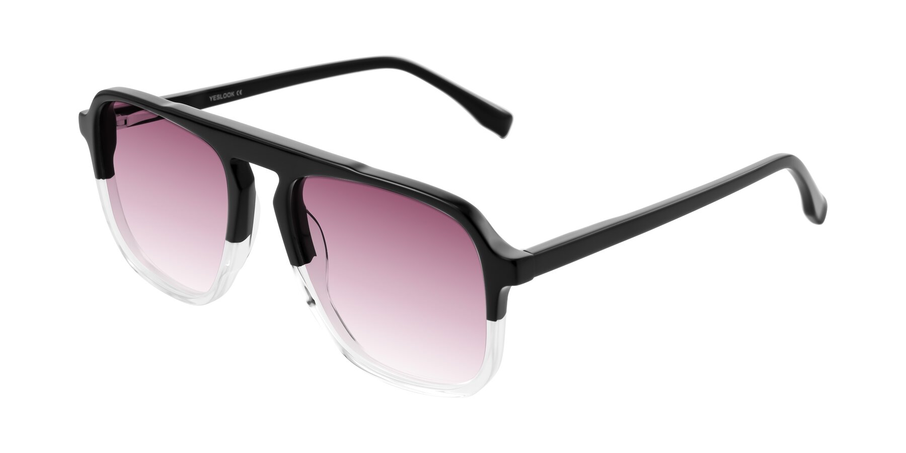 Angle of Recalote in Black/Clear with Wine Gradient Lenses