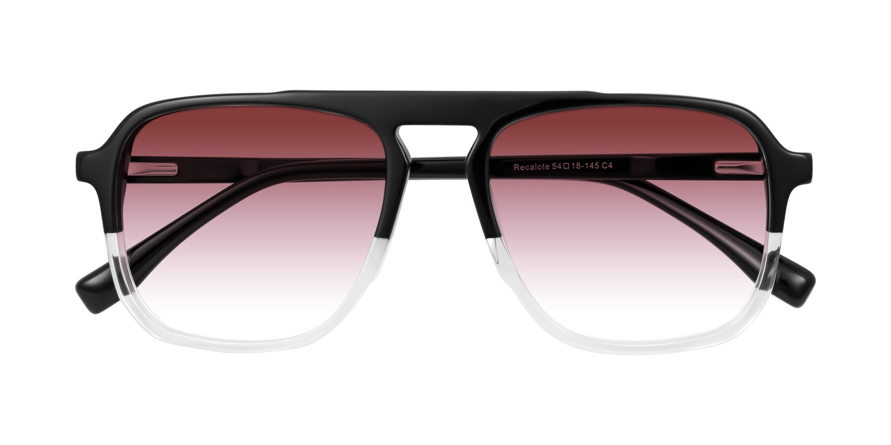 Folded Front of Recalote in Black/Clear with Garnet Gradient Lenses