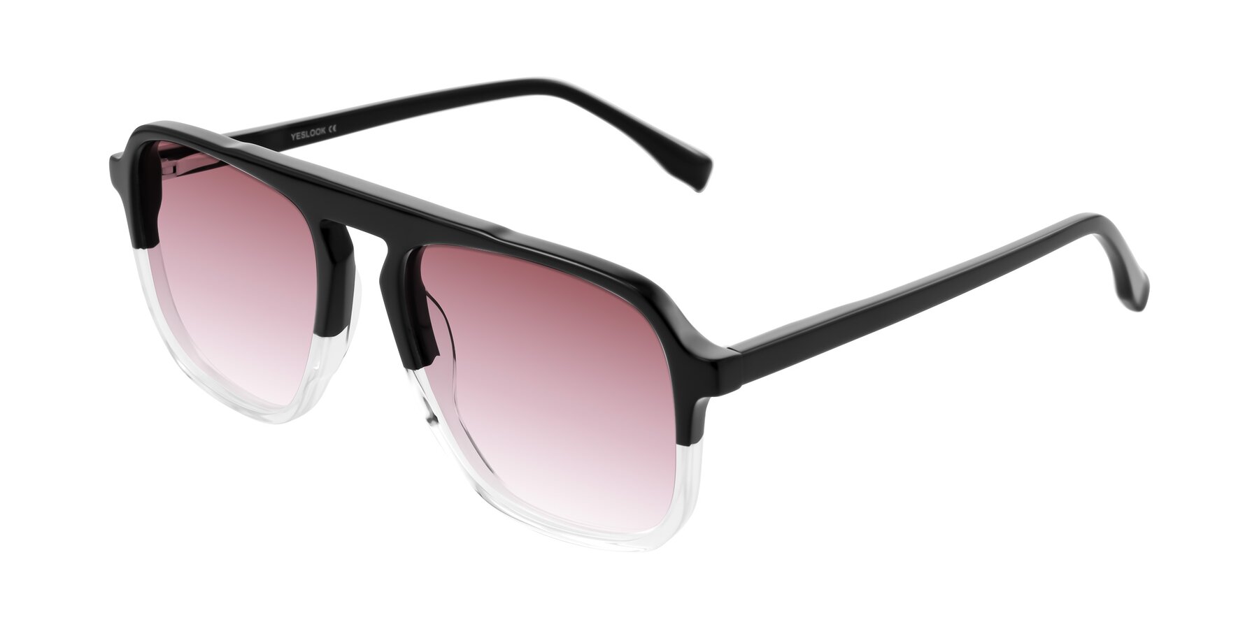 Angle of Recalote in Black/Clear with Garnet Gradient Lenses
