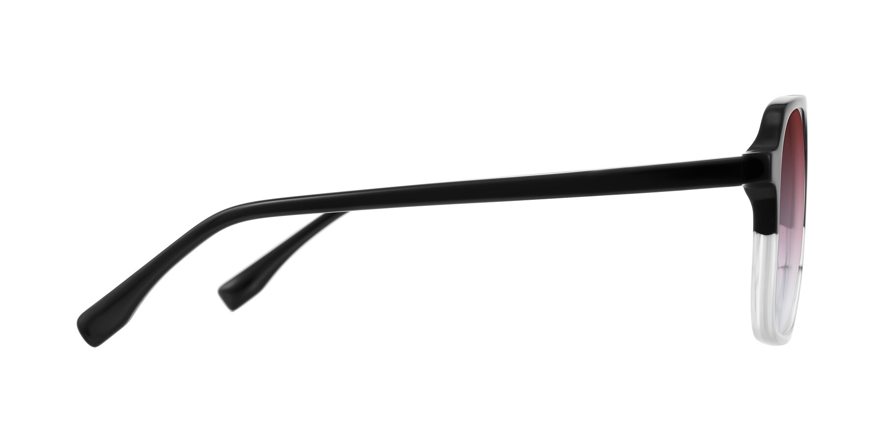 Side of Recalote in Black/Clear with Garnet Gradient Lenses