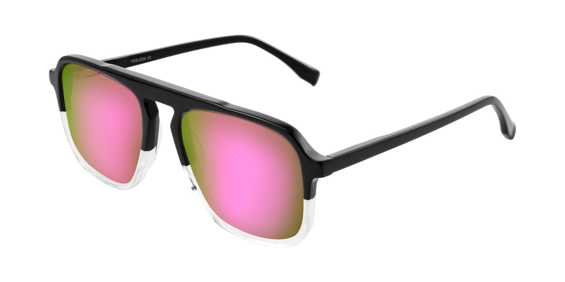 Angle of Recalote in Black/Clear with Pink Mirrored Lenses