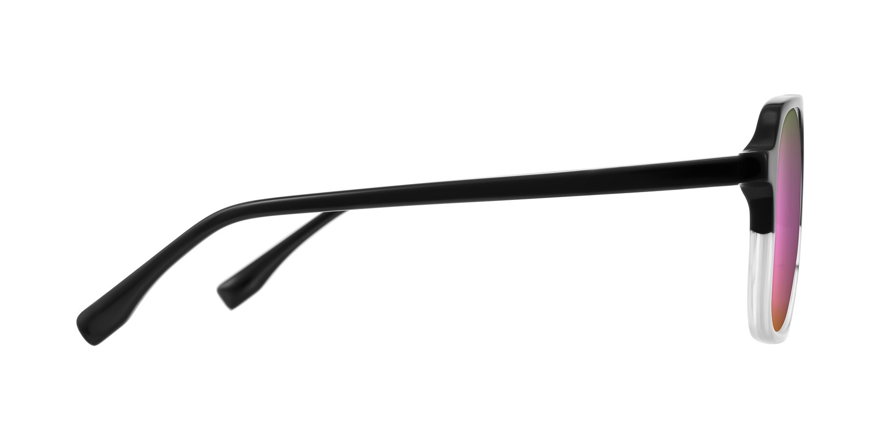 Side of Recalote in Black/Clear with Pink Mirrored Lenses