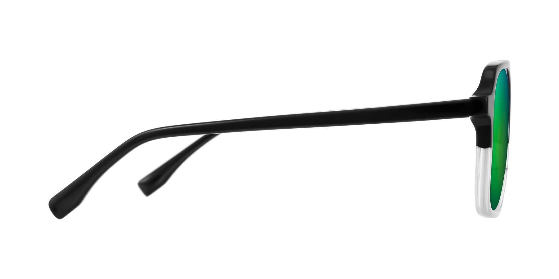 Side of Recalote in Black/Clear with Green Mirrored Lenses