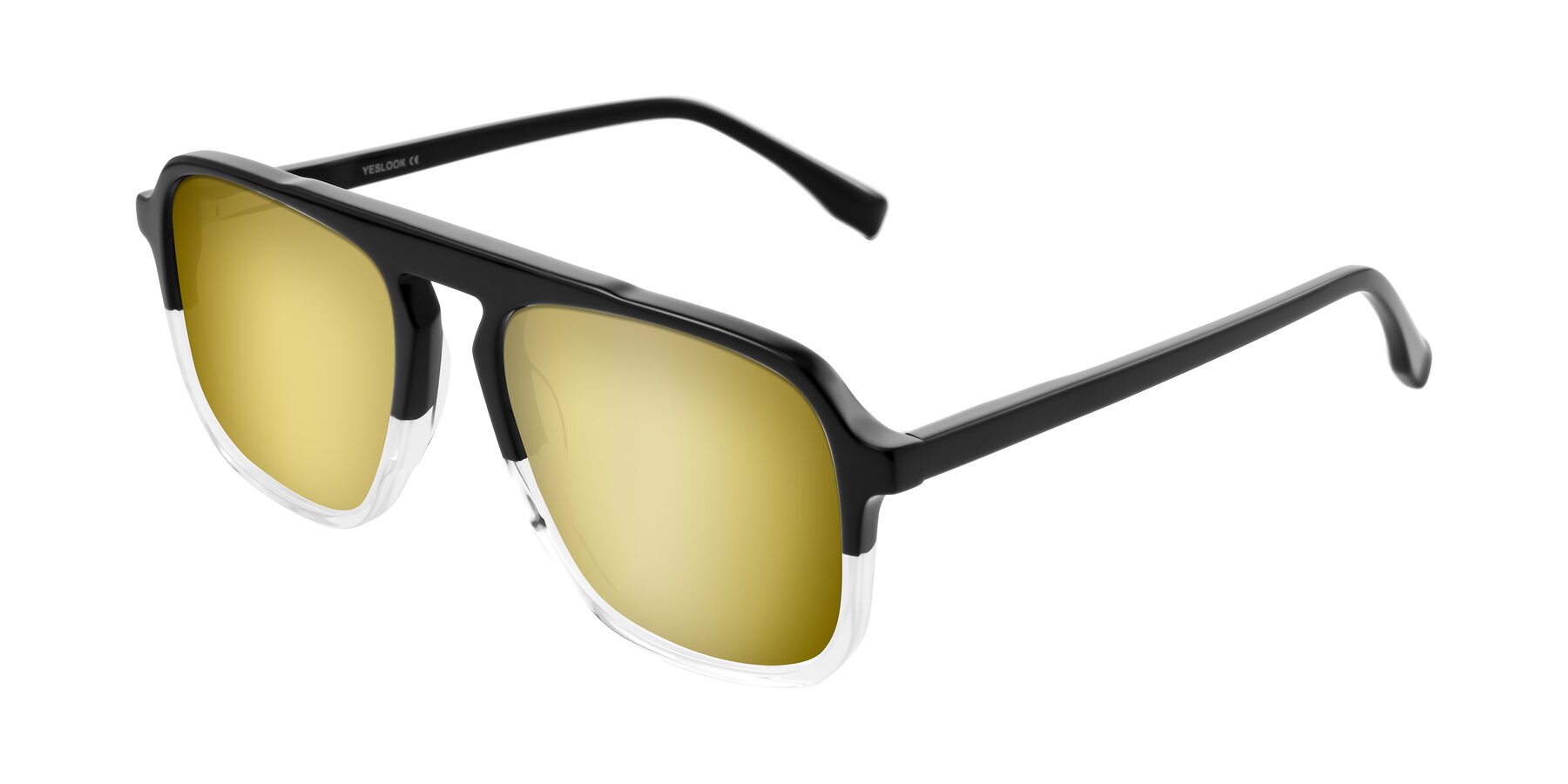 Angle of Recalote in Black/Clear with Gold Mirrored Lenses