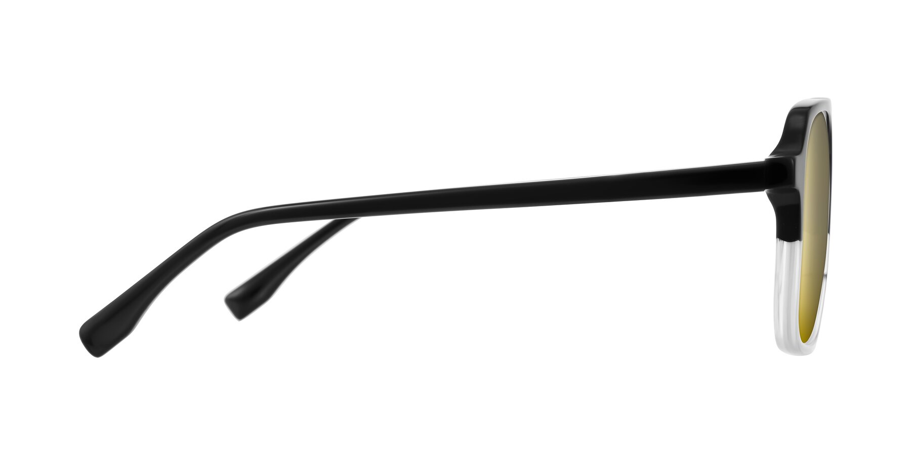 Side of Recalote in Black/Clear with Gold Mirrored Lenses