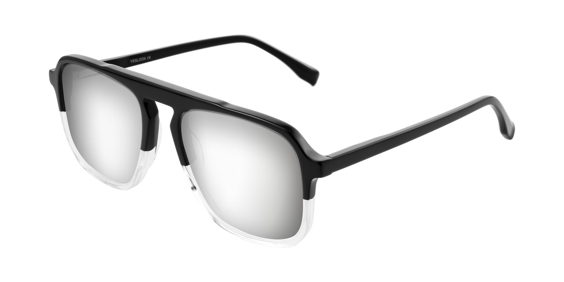 Angle of Recalote in Black/Clear with Silver Mirrored Lenses