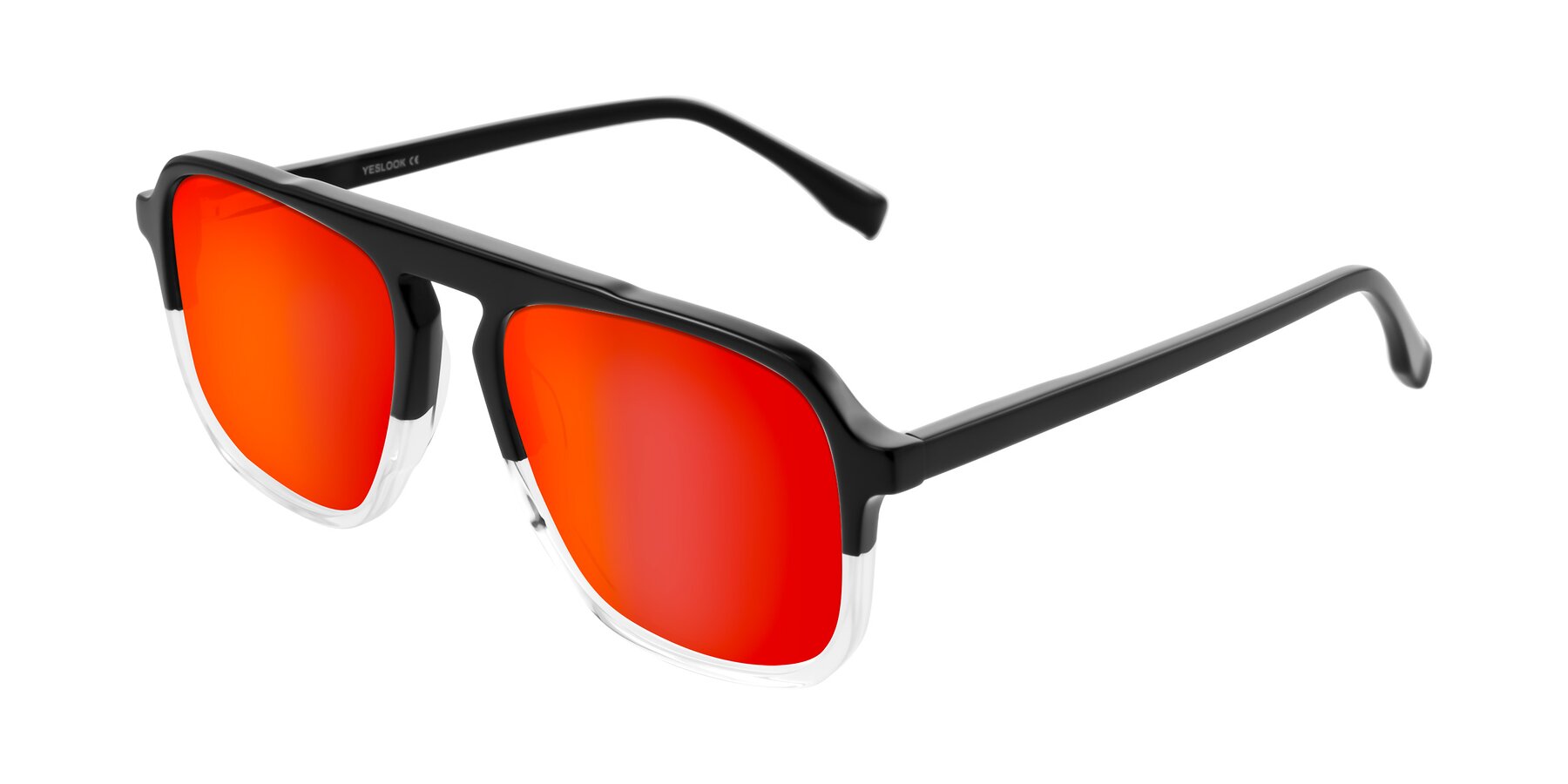 Angle of Recalote in Black/Clear with Red Gold Mirrored Lenses