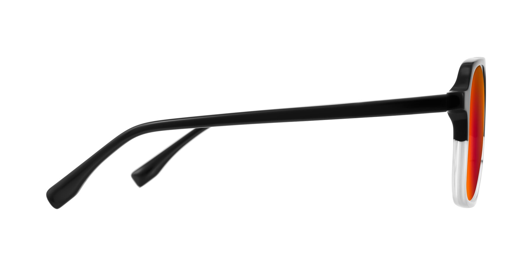 Side of Recalote in Black/Clear with Red Gold Mirrored Lenses