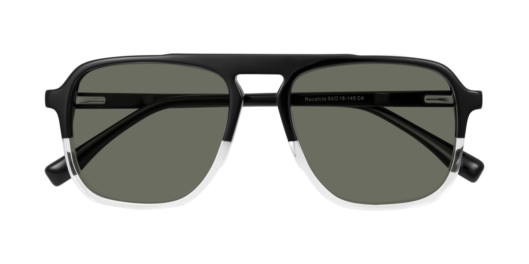 Folded Front of Recalote in Black/Clear with Gray Polarized Lenses