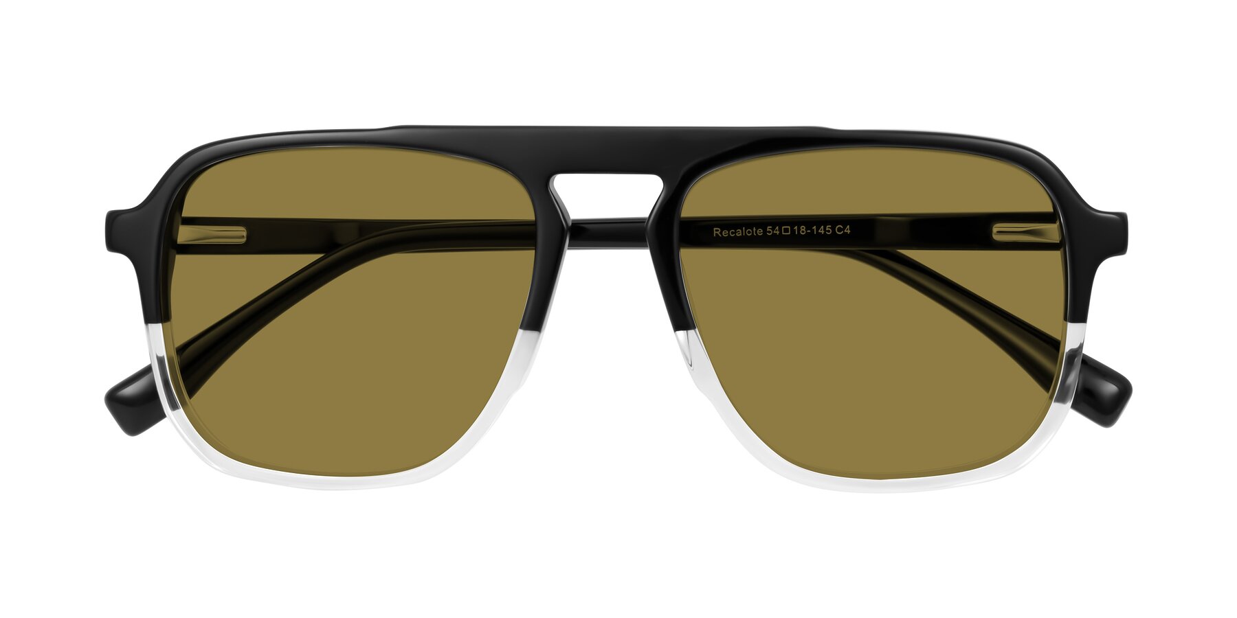 Folded Front of Recalote in Black/Clear with Brown Polarized Lenses