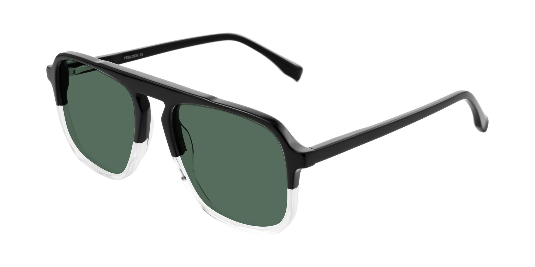 Angle of Recalote in Black/Clear with Green Polarized Lenses