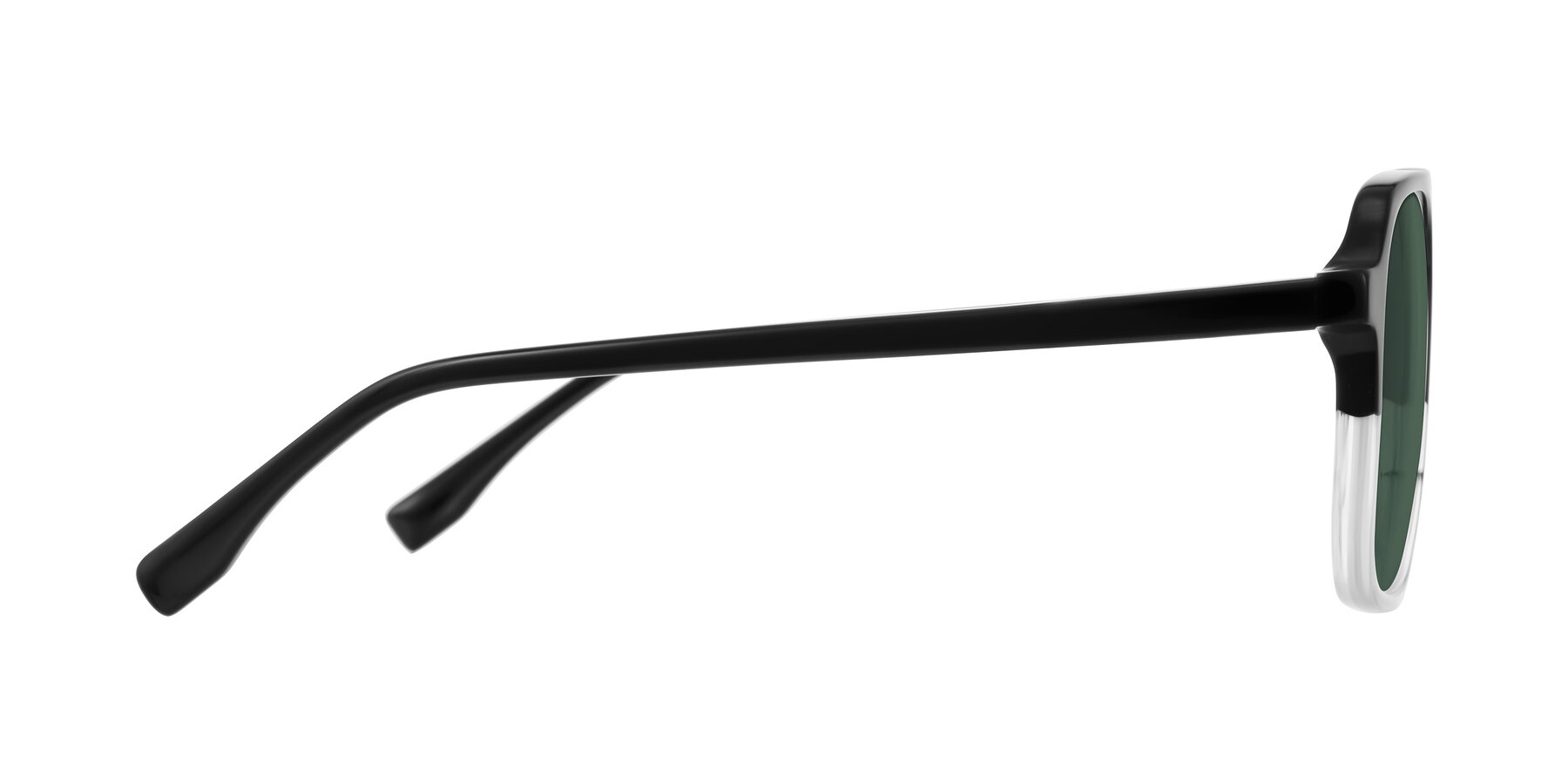 Side of Recalote in Black/Clear with Green Polarized Lenses