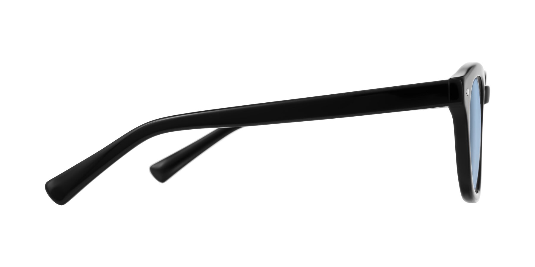 Side of Nehrode in Black with Light Blue Tinted Lenses