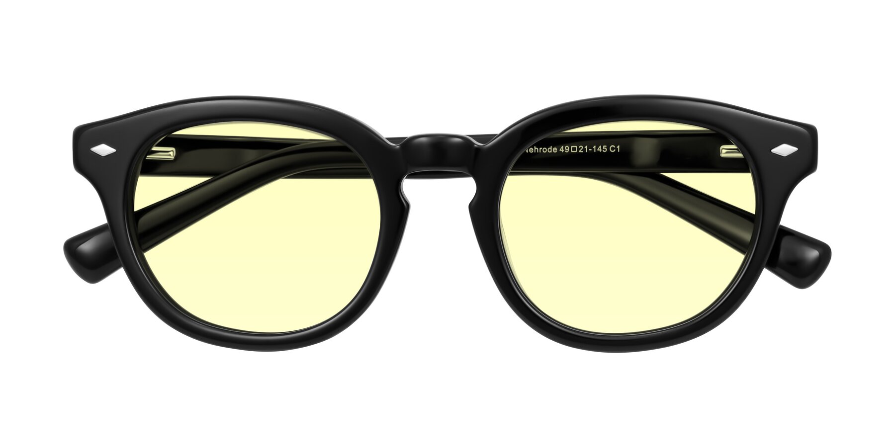 Folded Front of Nehrode in Black with Light Yellow Tinted Lenses
