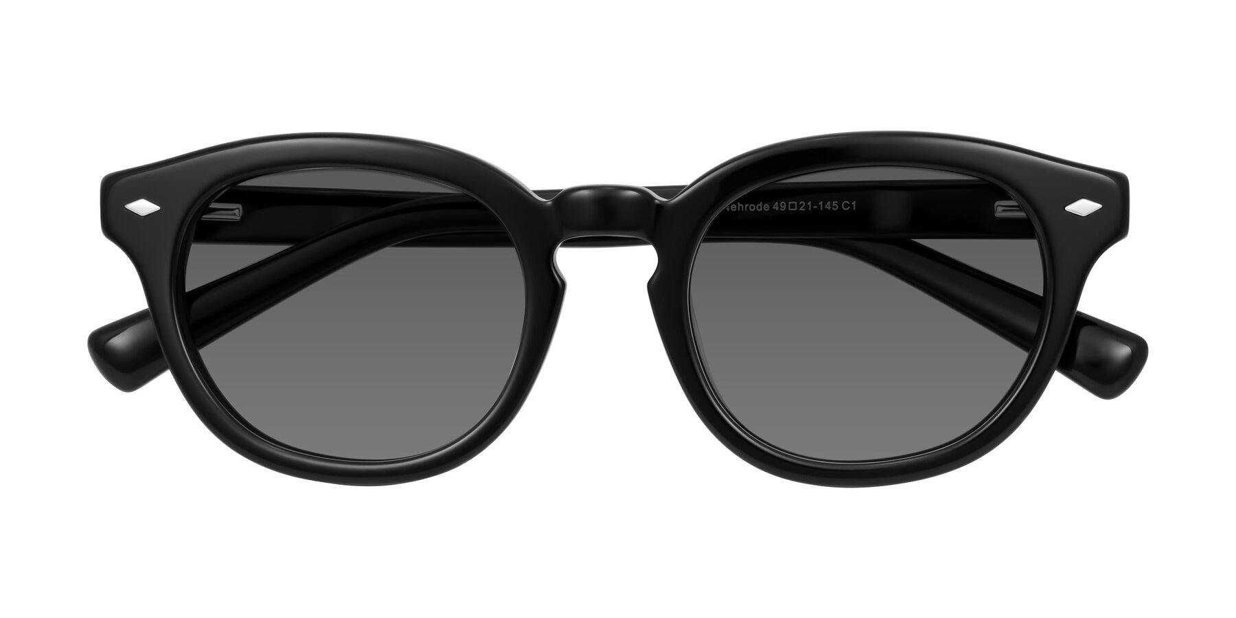 Folded Front of Nehrode in Black with Medium Gray Tinted Lenses