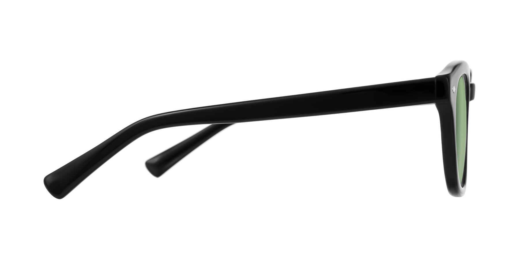 Side of Nehrode in Black with Medium Green Tinted Lenses