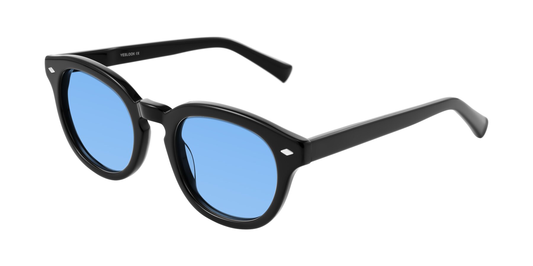 Angle of Nehrode in Black with Medium Blue Tinted Lenses