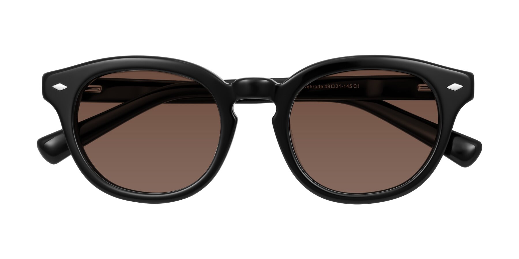 Folded Front of Nehrode in Black with Brown Tinted Lenses