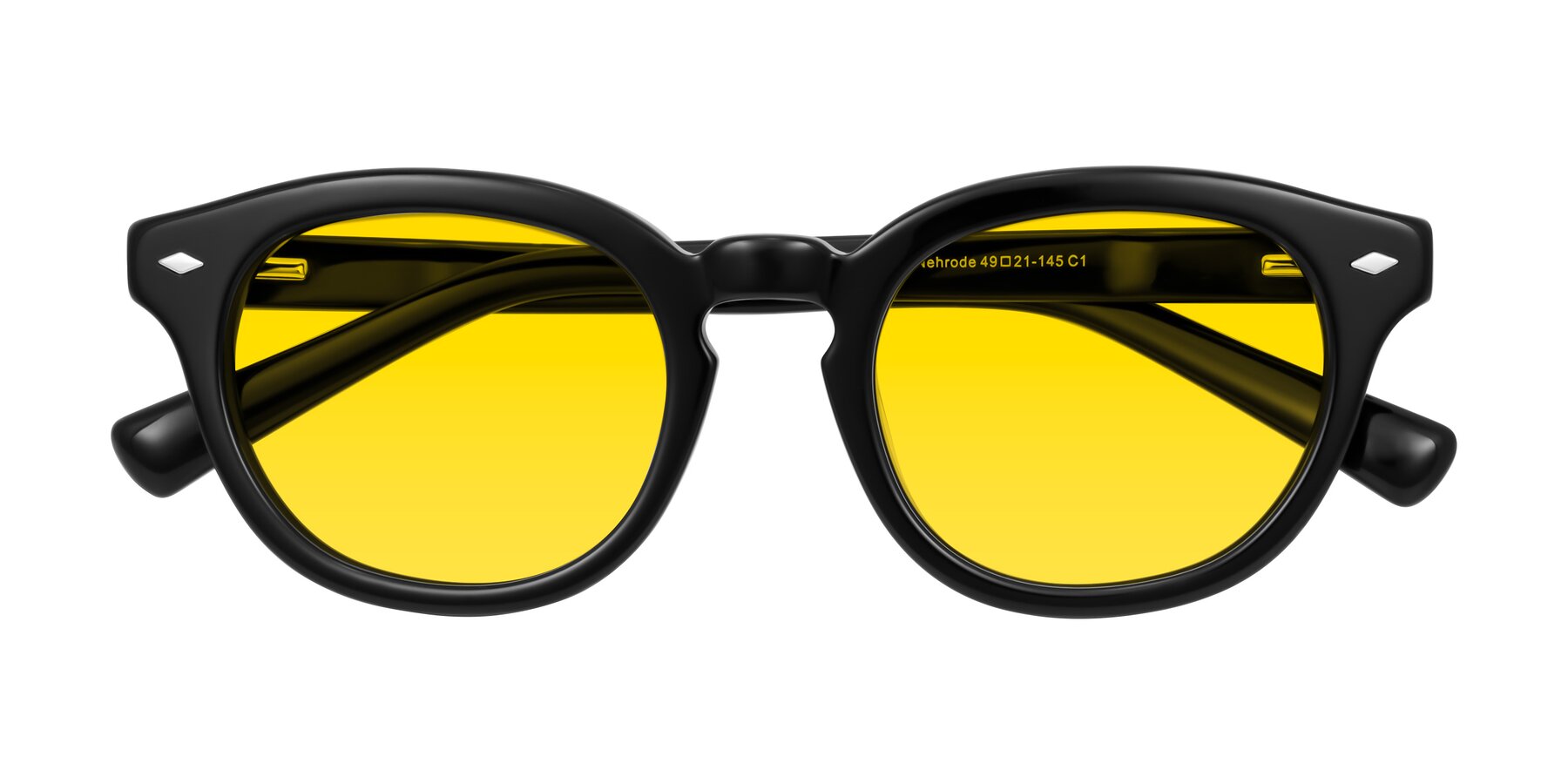 Folded Front of Nehrode in Black with Yellow Tinted Lenses