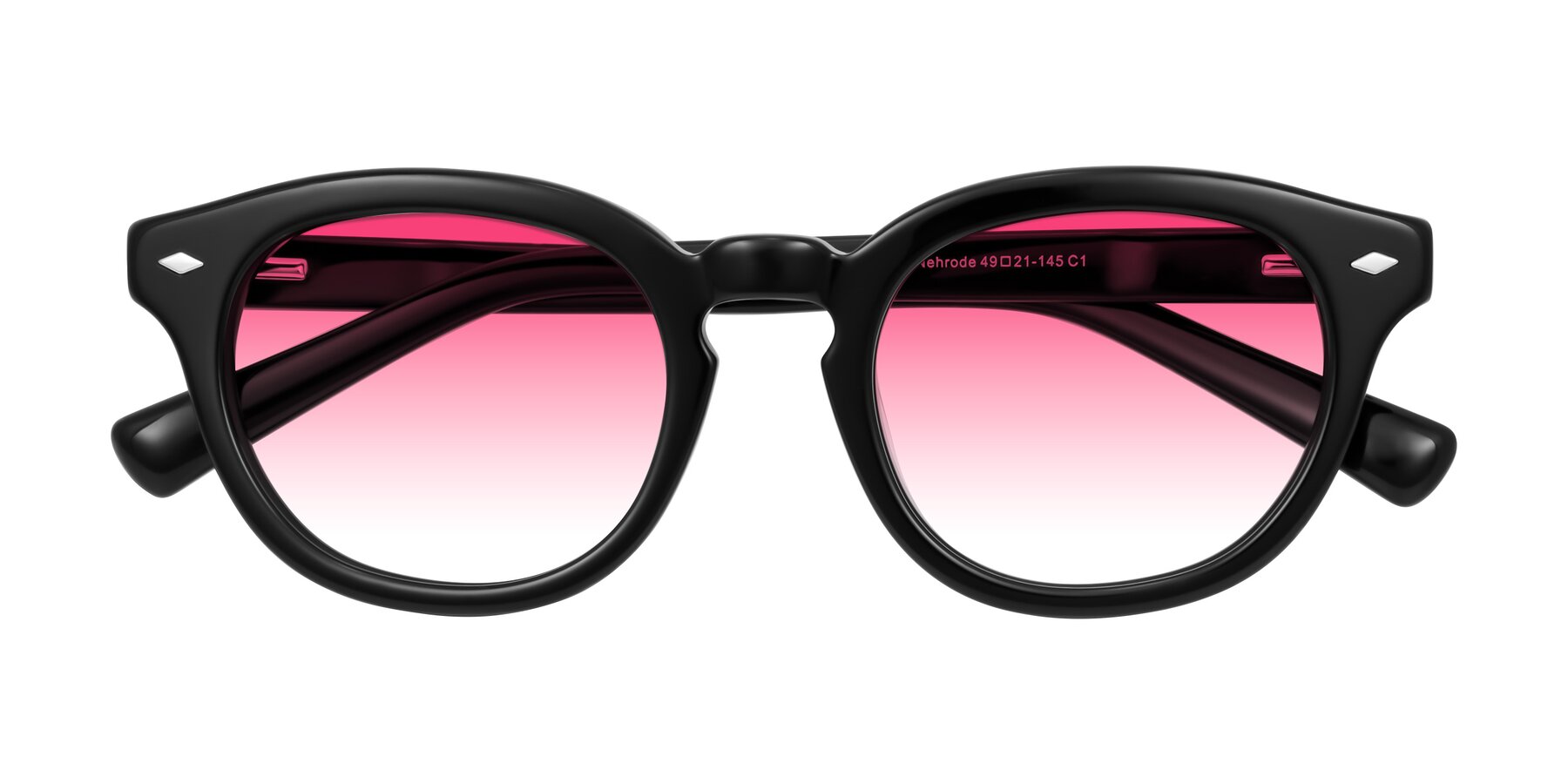 Folded Front of Nehrode in Black with Pink Gradient Lenses