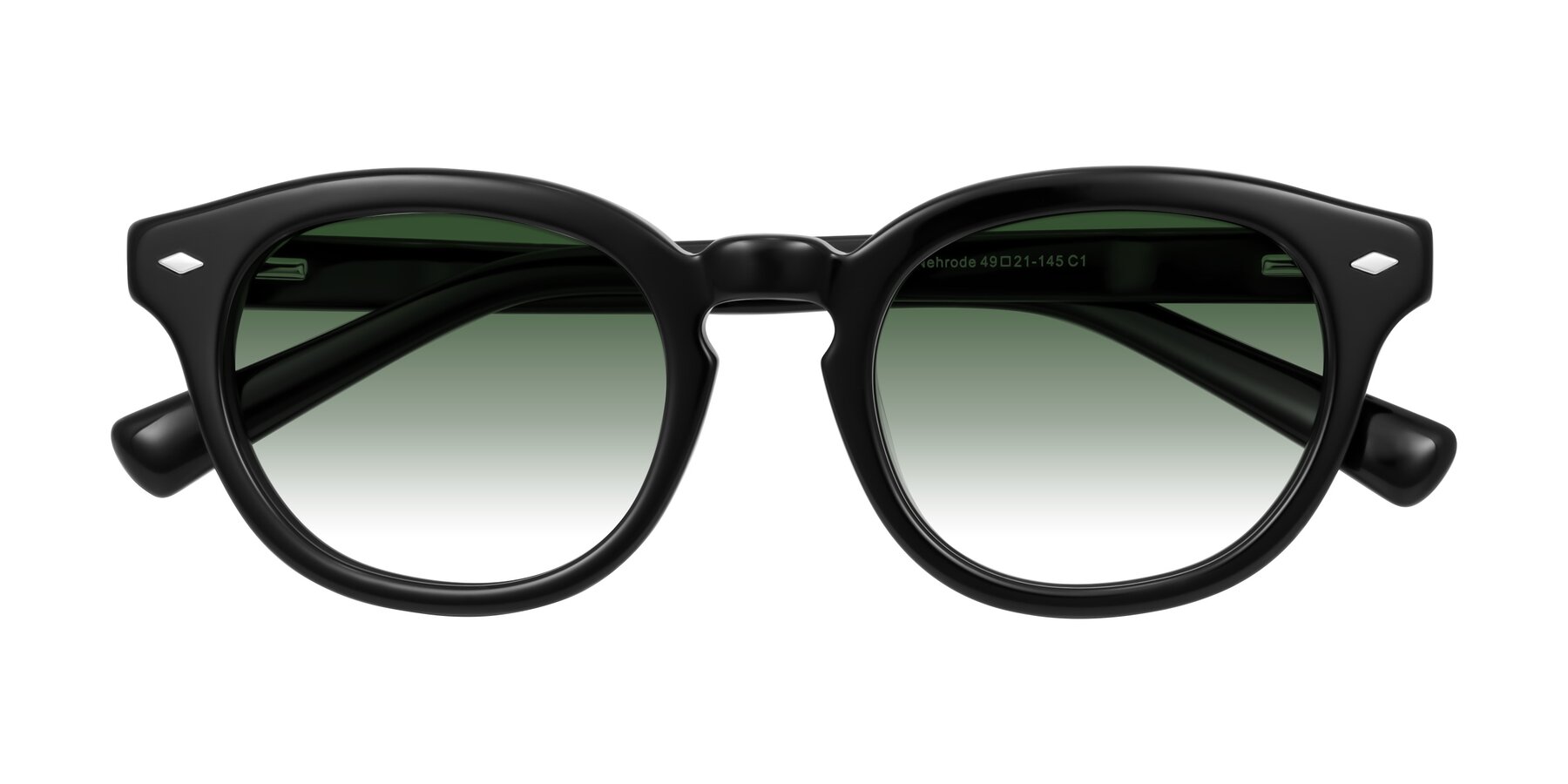 Folded Front of Nehrode in Black with Green Gradient Lenses