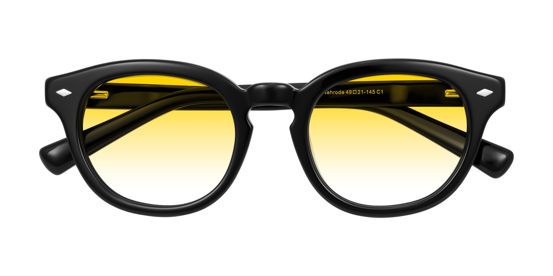 Folded Front of Nehrode in Black with Yellow Gradient Lenses