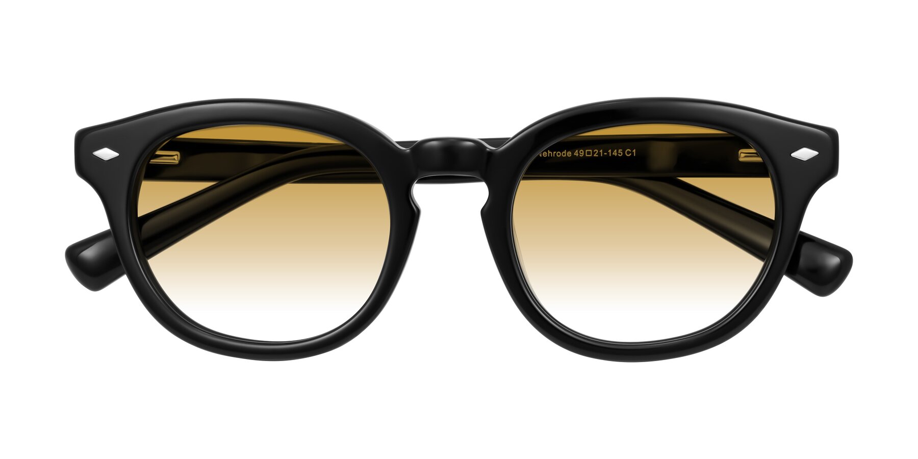 Folded Front of Nehrode in Black with Champagne Gradient Lenses