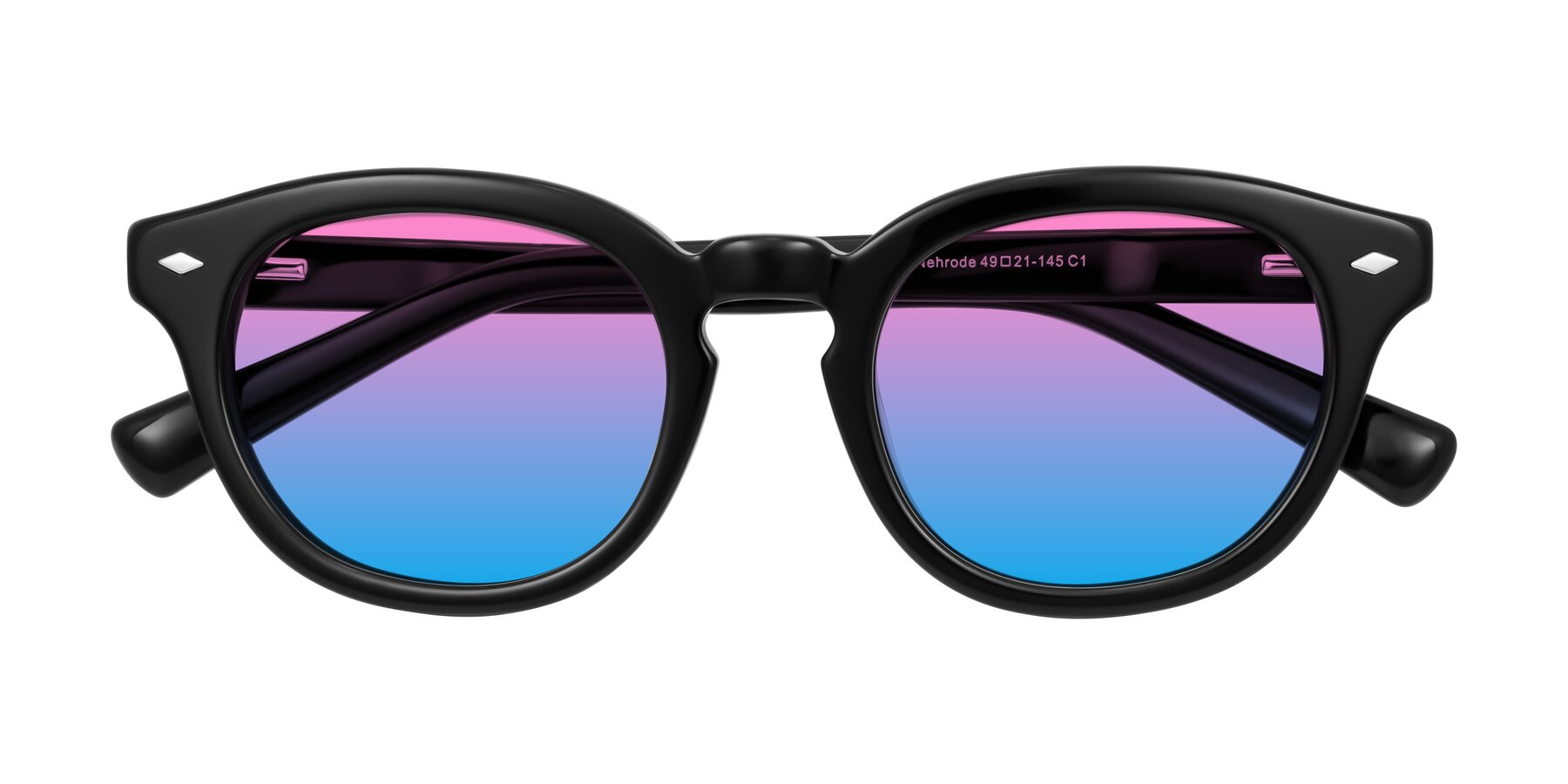 Folded Front of Nehrode in Black with Pink / Blue Gradient Lenses