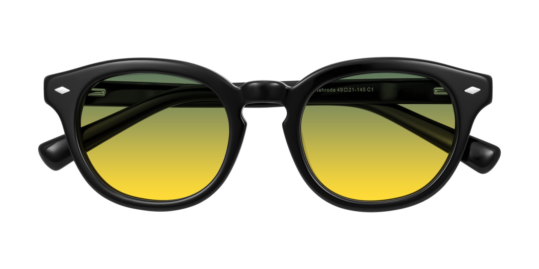 Folded Front of Nehrode in Black with Green / Yellow Gradient Lenses