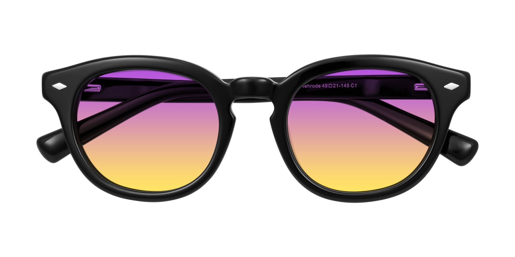 Folded Front of Nehrode in Black with Purple / Yellow Gradient Lenses