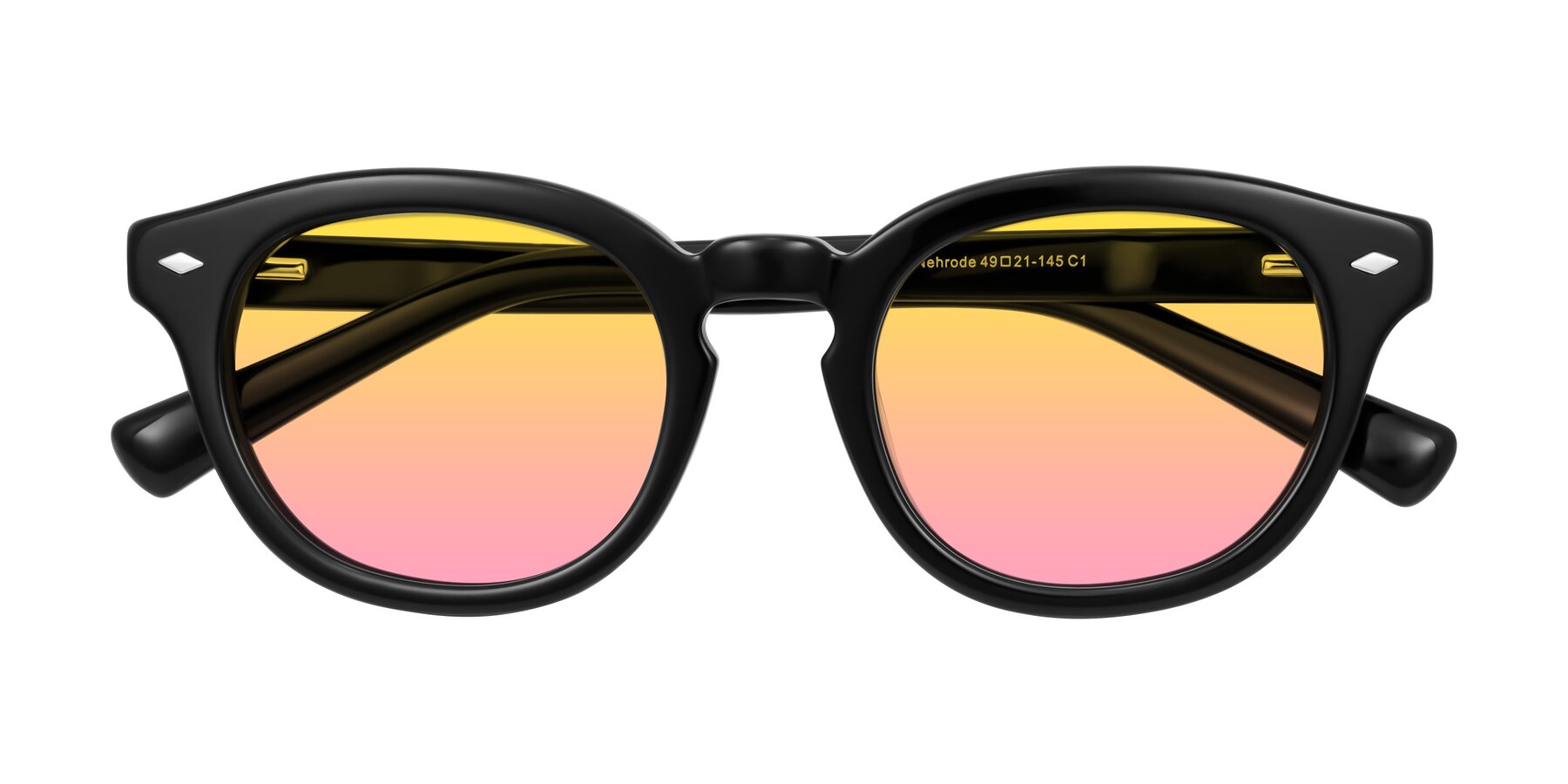 Folded Front of Nehrode in Black with Yellow / Pink Gradient Lenses